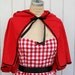 Little Red Riding Hood cape Storybook  red CAPE  for women black ric rac trim fairy tale costume