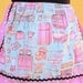 Retro apron 50s Housewife with Vintage Kitchen print with pink Polka dots