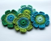 Crochet Applique in Blue and Green Shades