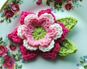 Crochet Flower in Pink and Cream