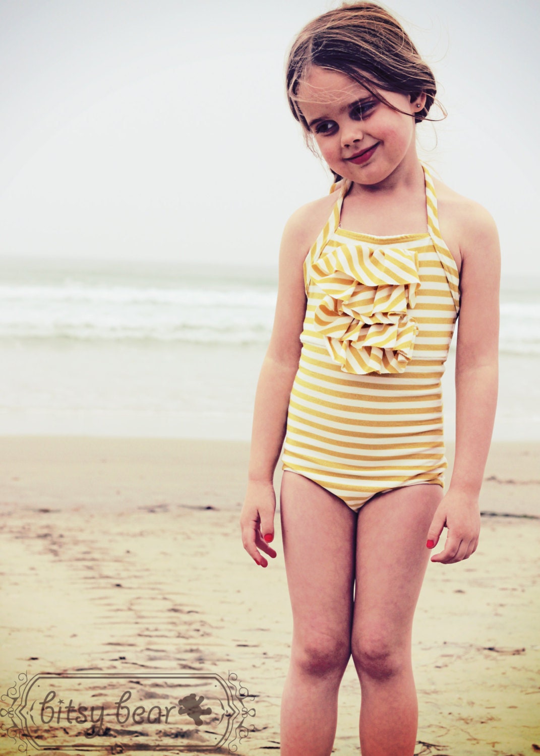 Golden Halter Swimsuit for toddler and girl