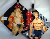 Hot Dishes -Shirtless Firefighter Pot Holders