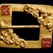 Victorian Buckle Brooch Gold Wash Pink Paste Pin