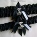 Police Wedding Garters Badge Charms Black Satin Garter Set