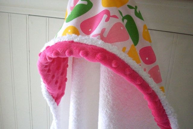 Baby Hooded Towel-Personalized-Pink Whales-Savvy Baby Goodies-Beach-Swimming-Bath Terry Kids Hooded Cover Up Wraps-Gifts-Girls