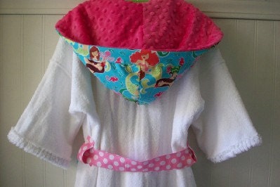 Child Robes-Personalized-Bathrobes-Children-Mermaid-Nautical-Sea-Pink-Beach-Bath-Pool-Hooded Terry Cover Up-Sizes Baby up to Child 2-6-Kids