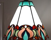 Stylized Floral Stained Glass Swag Lamp