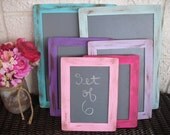 SET OF 6 Shabby Chic Rustic Distressed, Barn Wood Style Chalkboards for Signs and Table Numbers or Photo Props (You Pick Color) - Item 1240