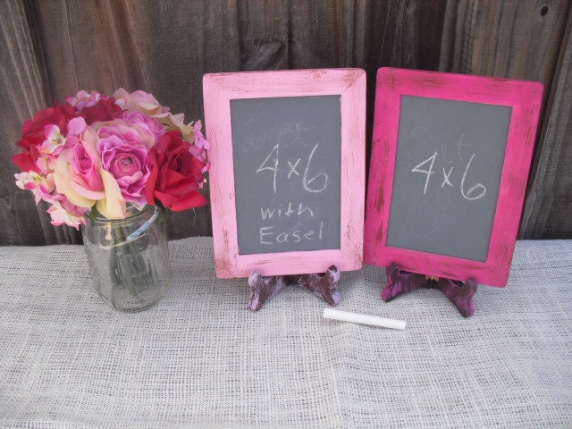 SMALL Shabby Chic Rustic Distressed Chalkboards with EASELS for Signs and Table Numbers or Photo Props (You Pick Color) - Item 1243