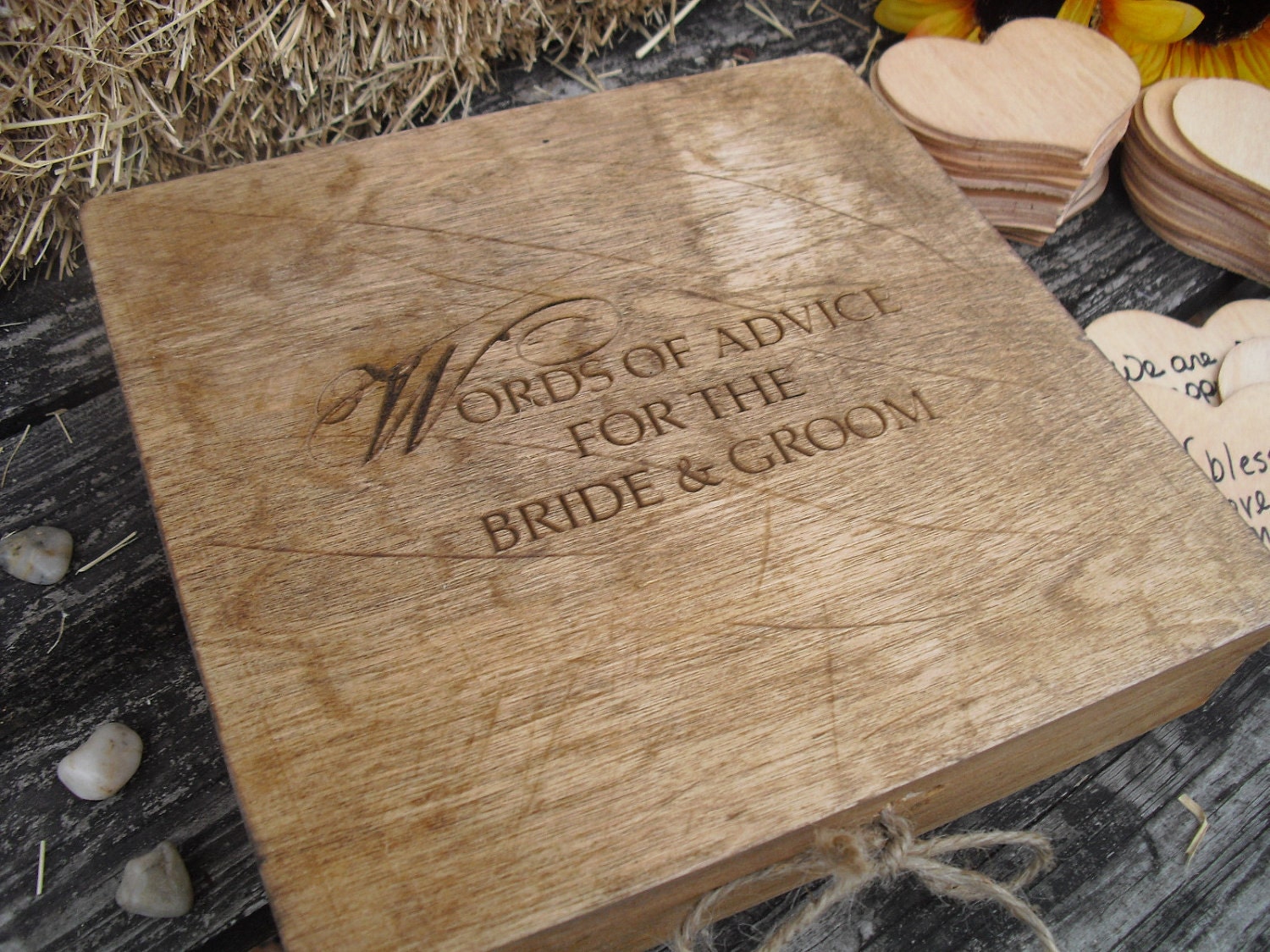 Rustic Wedding Wood Personalized Engraved GUEST BOOK ALTERNATIVES Set for 50 guests - Item 1404