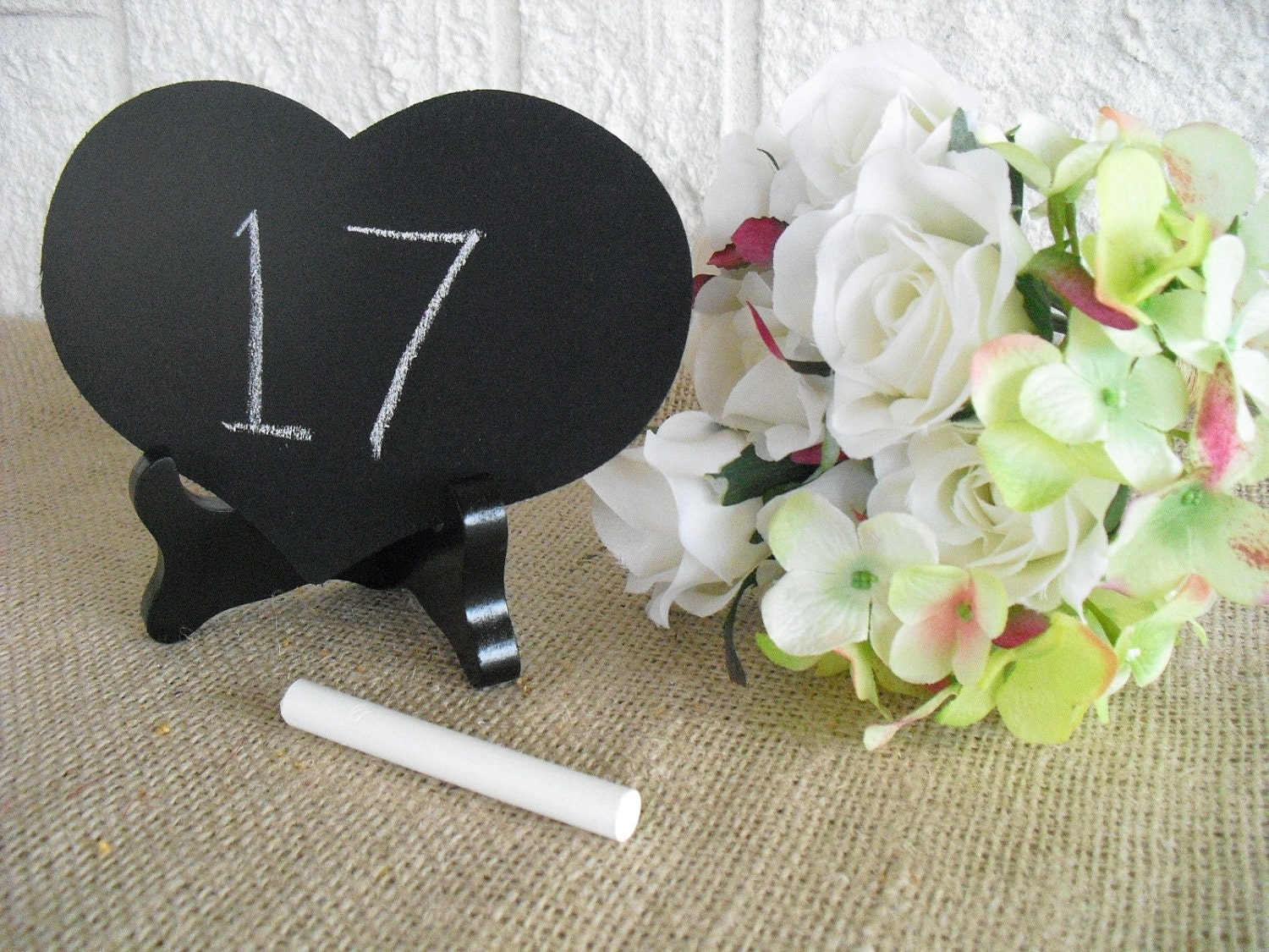 Chalkboard with Easel - ONE SMALL Chalkboard Heart with EASEL for table numbers and signs - Item 1096
