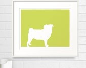 Mod Pug Dog Silhouette Fine Art Print - 8x10