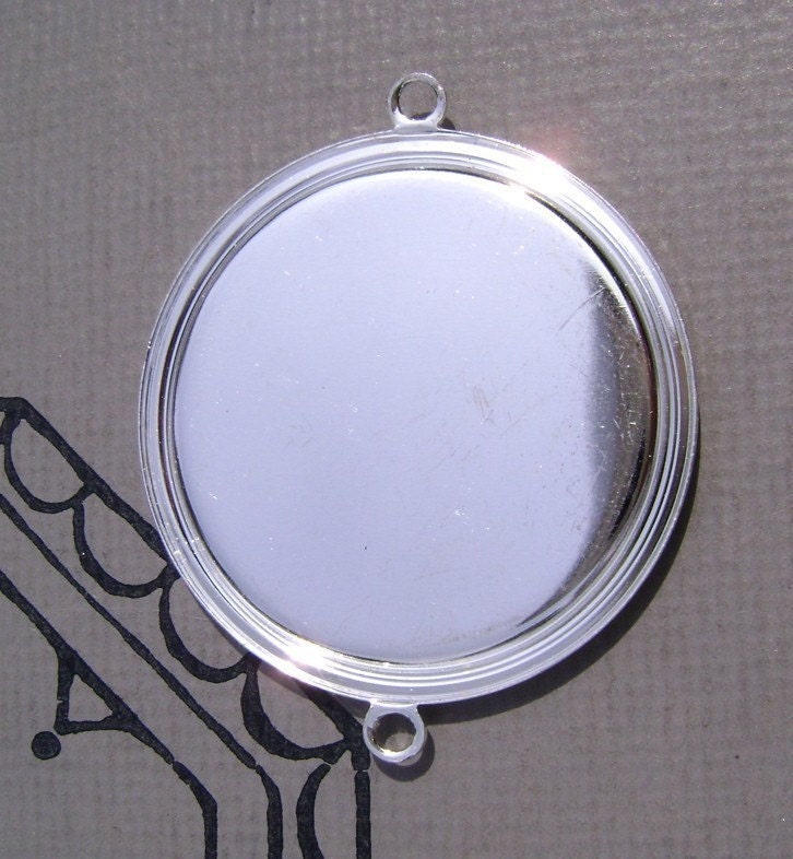 Silverplate Round Frames Bezel Supplies Jewelry charms 197SIL x3