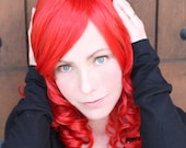SALE // Foxy Red Wig // Heat Styleable Wig // Curly Med Length