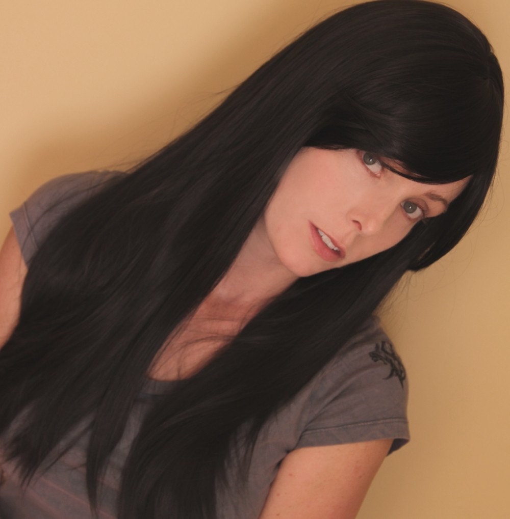 SALE // Biker Babe Black Wig// Long Straight or Curl Heat Styleable