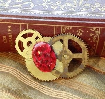Brass Steampunk Clock Gear Brooch