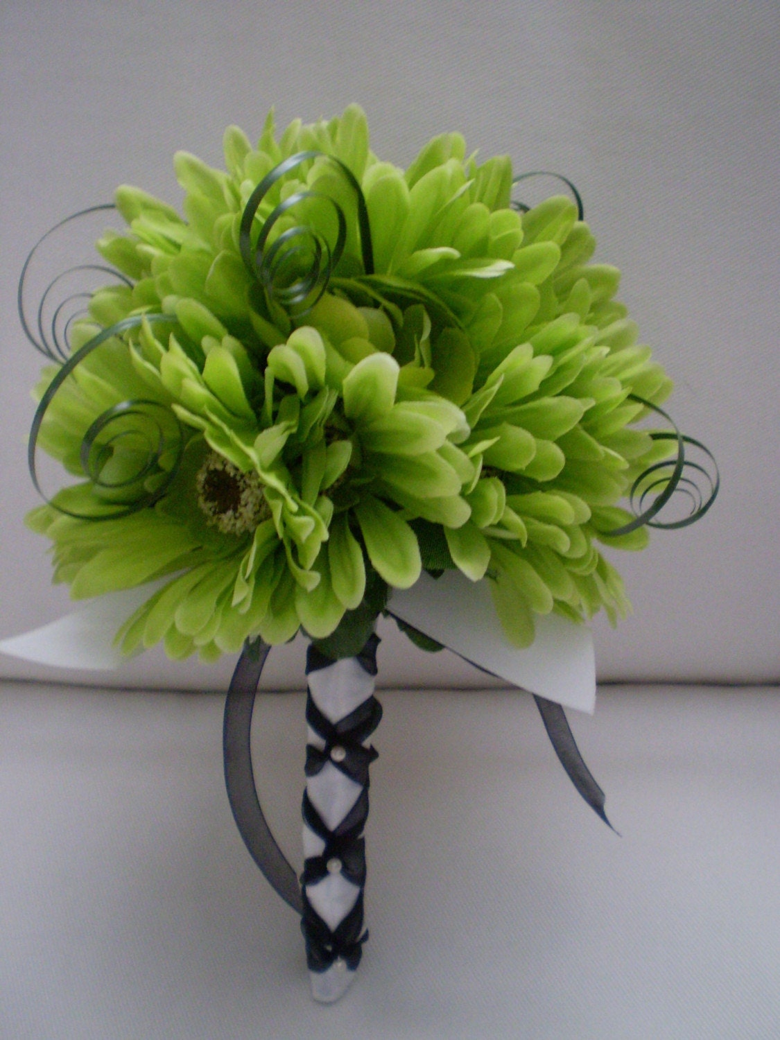 GREEN WITH ENVY Small Bridesmaid Wedding Bouquet Guinea Feathers