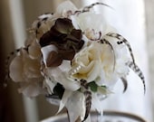 VINTAGE PLUMES N PEARLS Wedding Bouquet