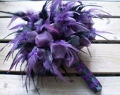GOTHIC GODDESS Wedding Bouquet  Feathers And Organza