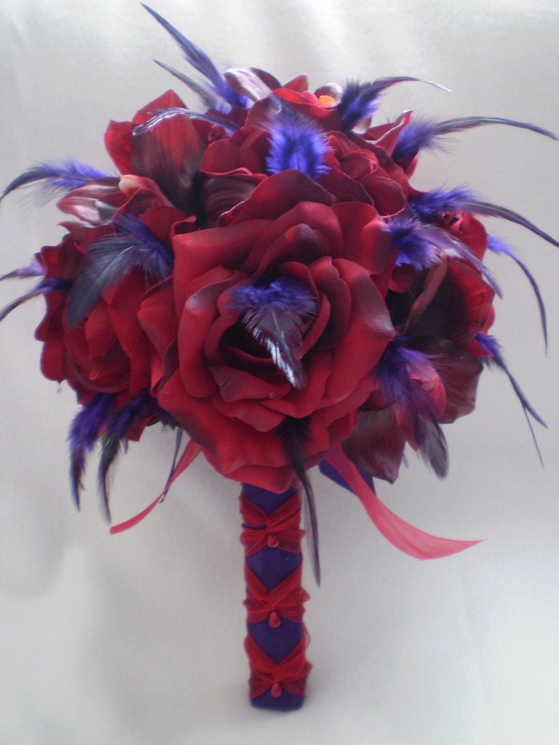 SASSY Wedding Bouquet With Feather Accents