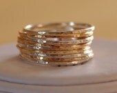Etsy deal set of 9 14K gold filled and sterling silver skinny stack / stackable / stacking rings,  mix and match gold & silver  jewelry