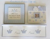 Handsome Prince Baby Blue Baby Boy Shower Gift Set Shelf, frame, plaque