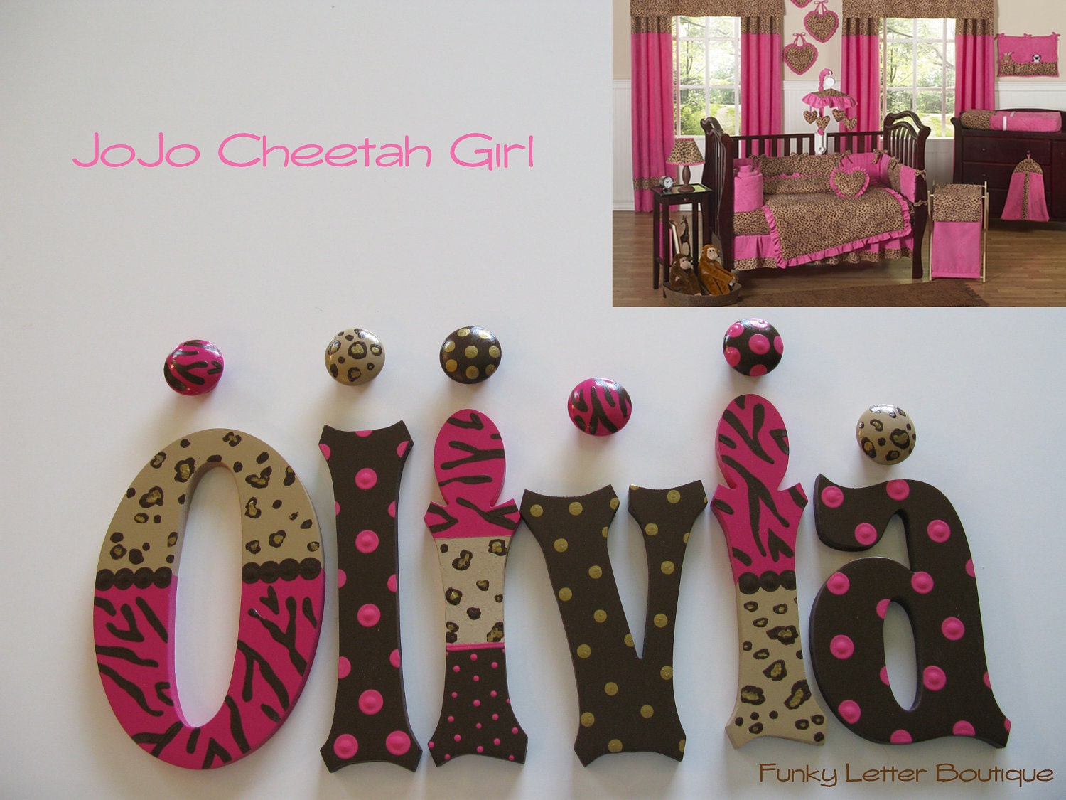 Brown Zebra Cheetah Print Tween Hand Painted Wooden Name Letters Personalize Your Space