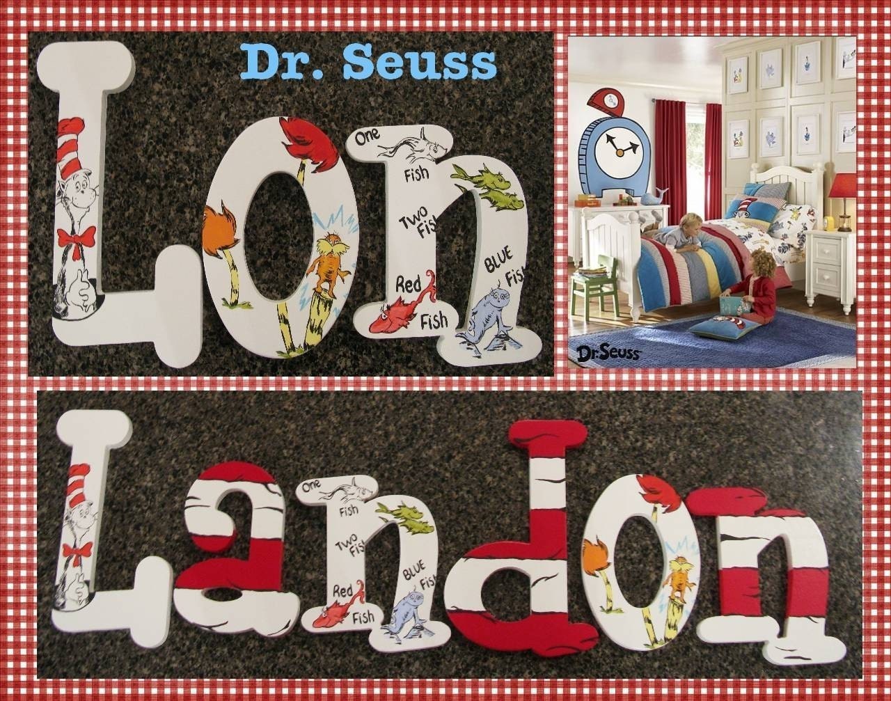 Dr Seuss Hand Painted Custom Wood Wall Letters Wall Art Children Nursery Pottery Barn Kids