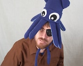 Plush Squid Hat - Small Dark Blue Fleece