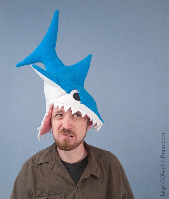 Fleece Shark Hat - Turquoise