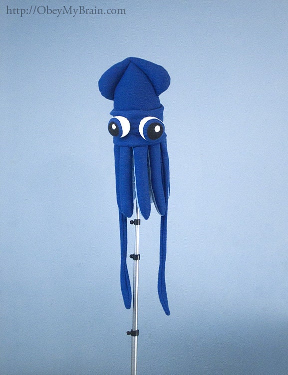 The Guild Squidhat - Small Fleece Squid Hat - Blue with Bulgy Eyes