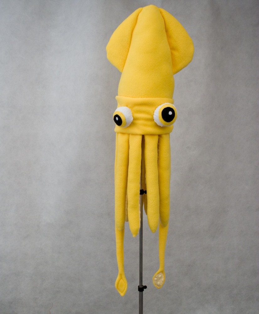 Plush Squid Hat\/Pillow - Bright Yellow