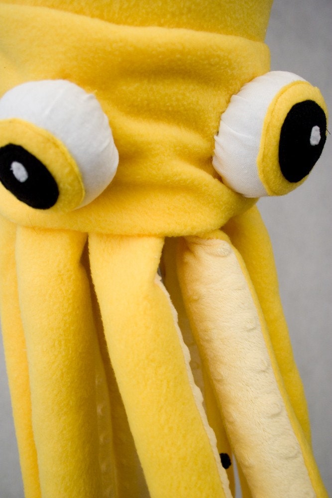 Plush Squid Hat\/Pillow - Bright Yellow