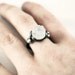 Oxidized Sterling Silver Ring. White Druzy Quartz. Black. Metal Naïf Druzy 3 Ring. Handmade by Maria Goti Joyas.