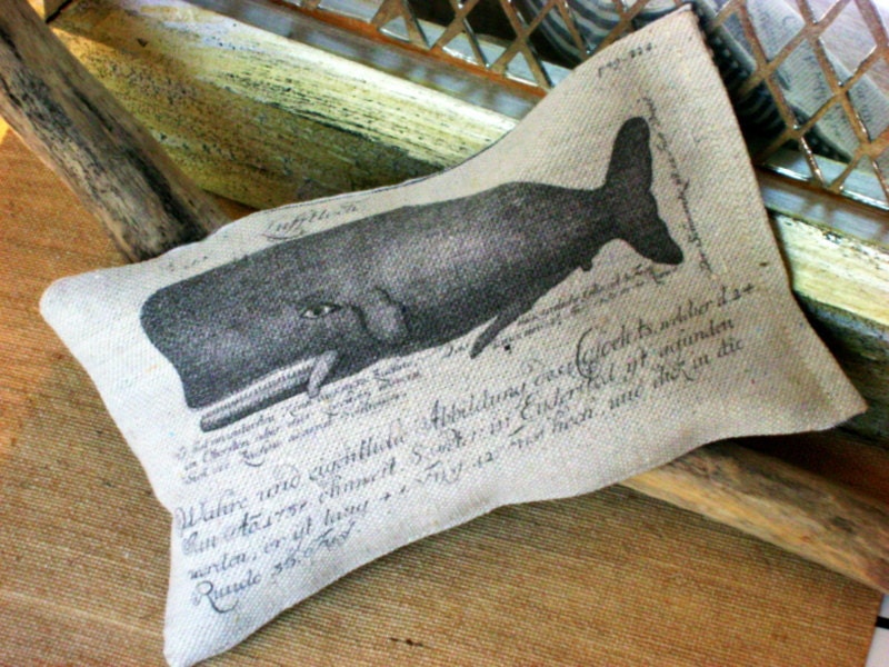 Wheat Pillow Hot Cold Therapy Pack Whale on Seersucker