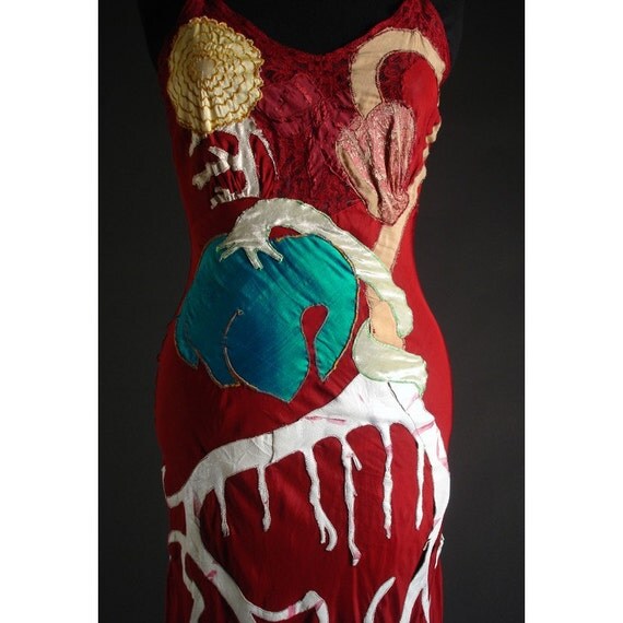 Scapular Art Dress Recycled Vintage Slip