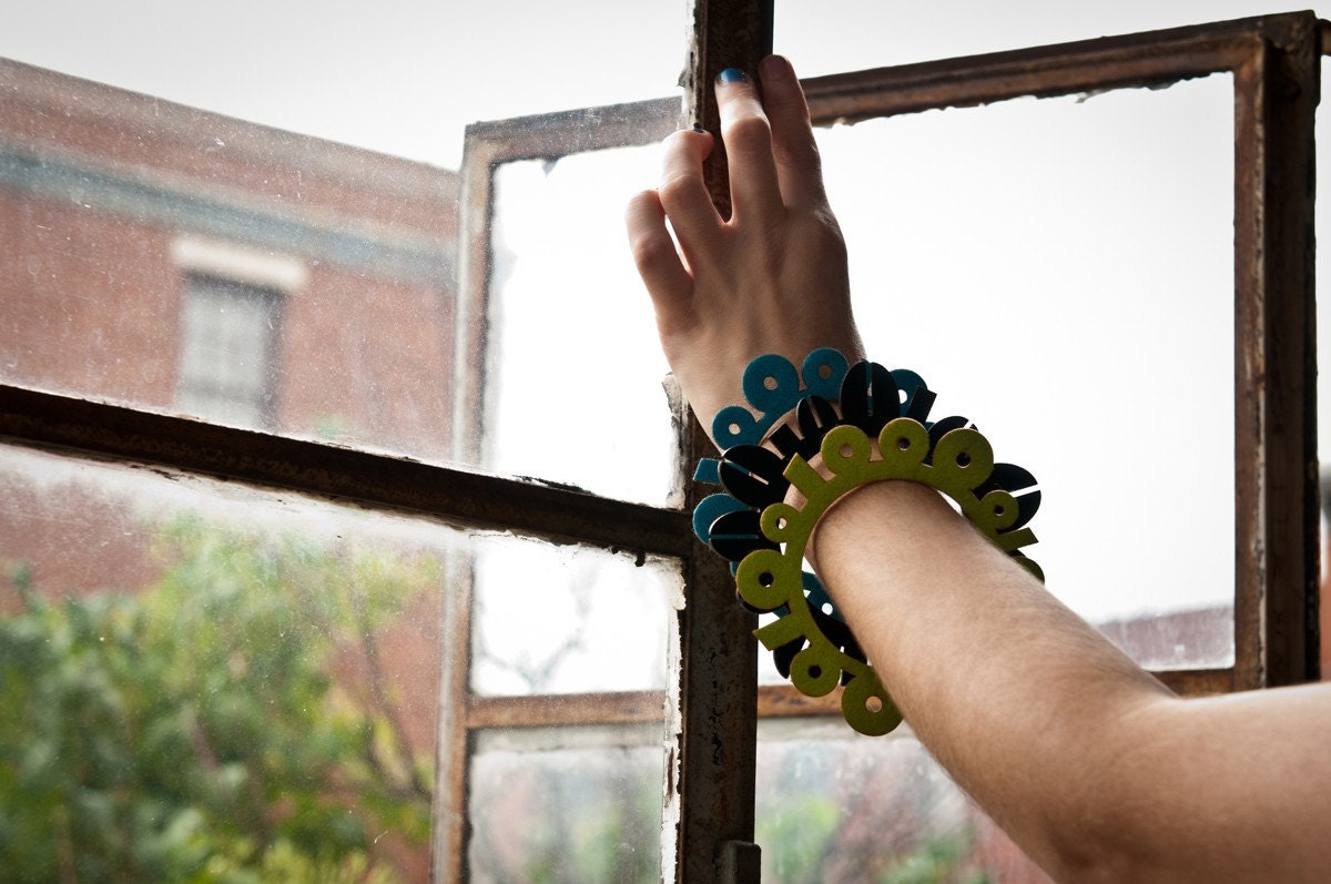 Binary Bracelet // Lime // Laser cut felt