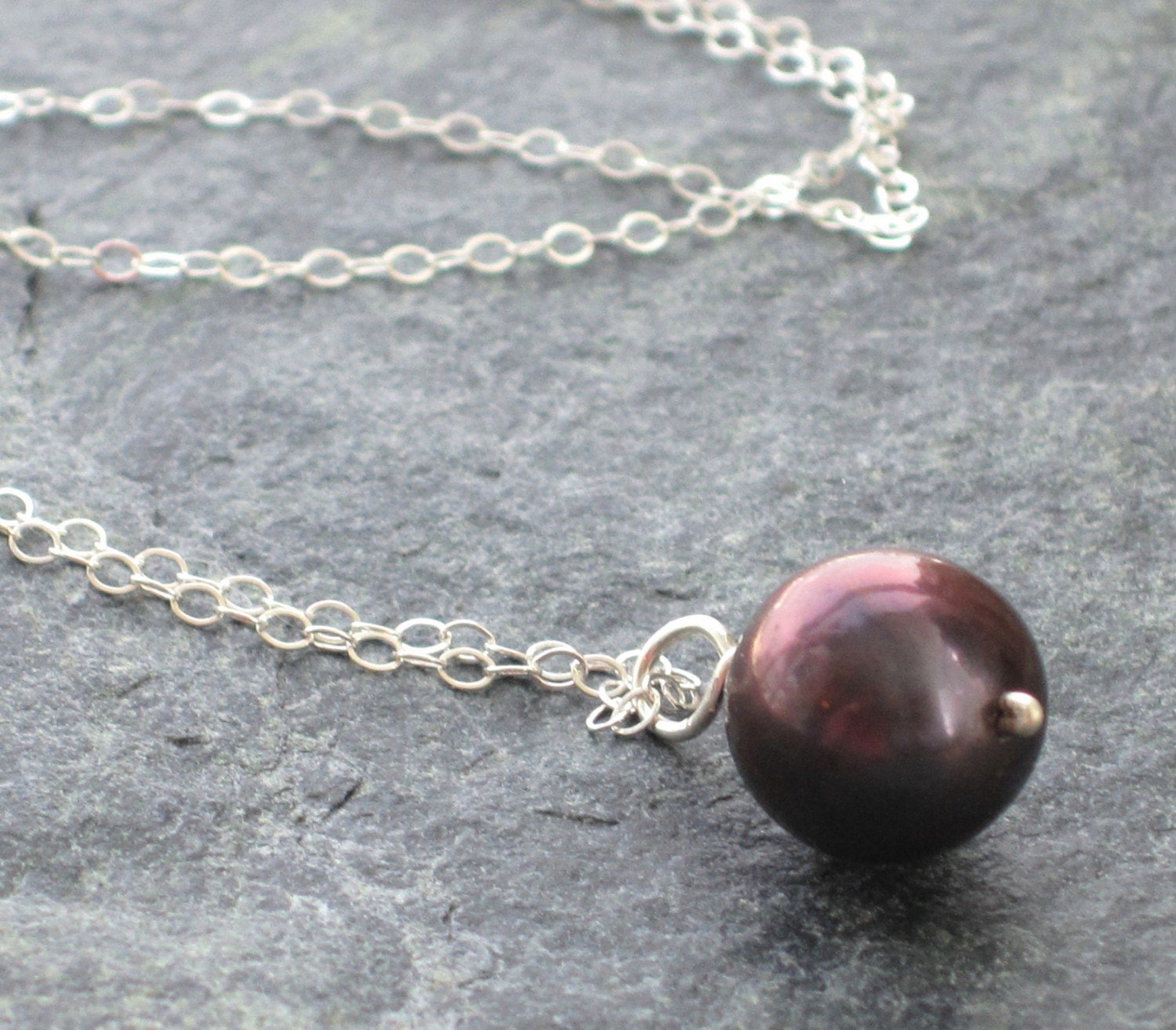 Large black peacock pearl necklace - ready to ship