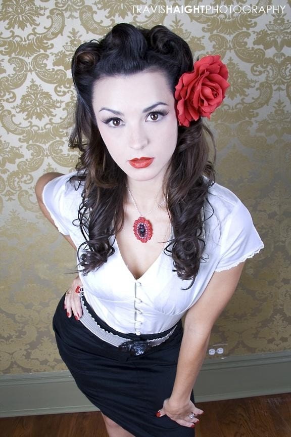 Large Red Rose Hair Flower Clip, Torture Couture, Pinup, Psychobilly, Rockabilly, Goth, Frida