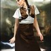 RETRO COCKTAIL Dress in Brown and Silver Silk Charmeuse with Flutter Sleeves S