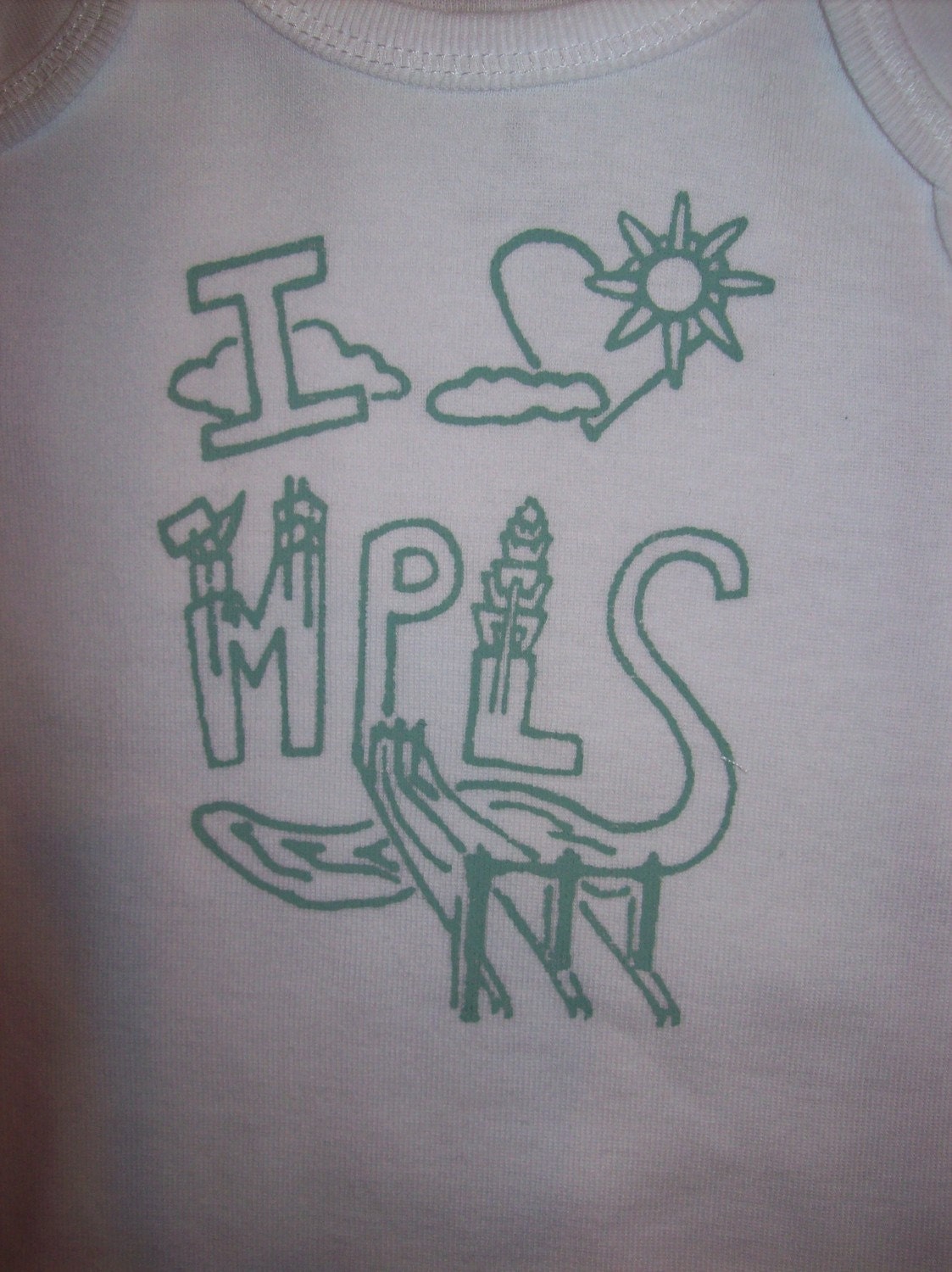 FutureLint "I Heart MPLS" baby onsie