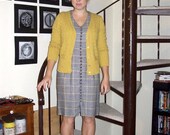 Vintage houndstooth dress with silver buttons - medium
