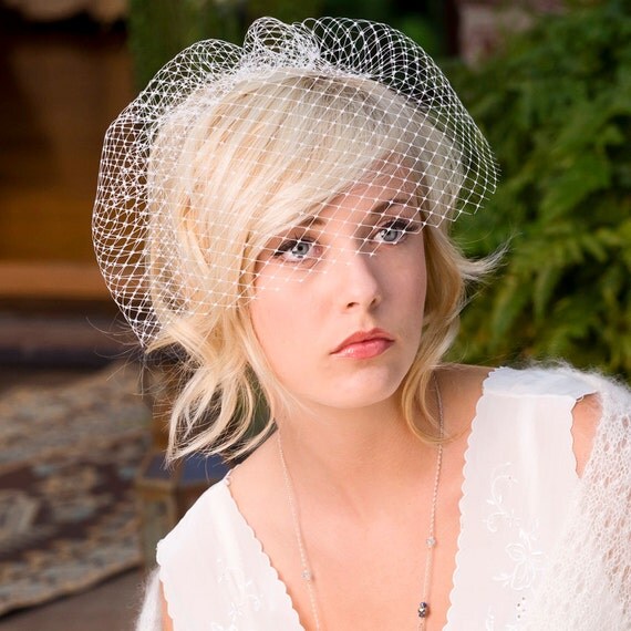 Mini bridal birdcage veil - Russian Veiling Ready to Ship