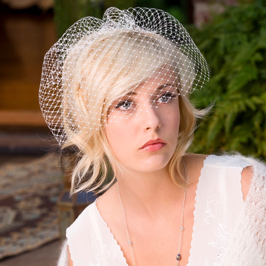 Mini bridal birdcage veil - Russian Veiling Ready to Ship
