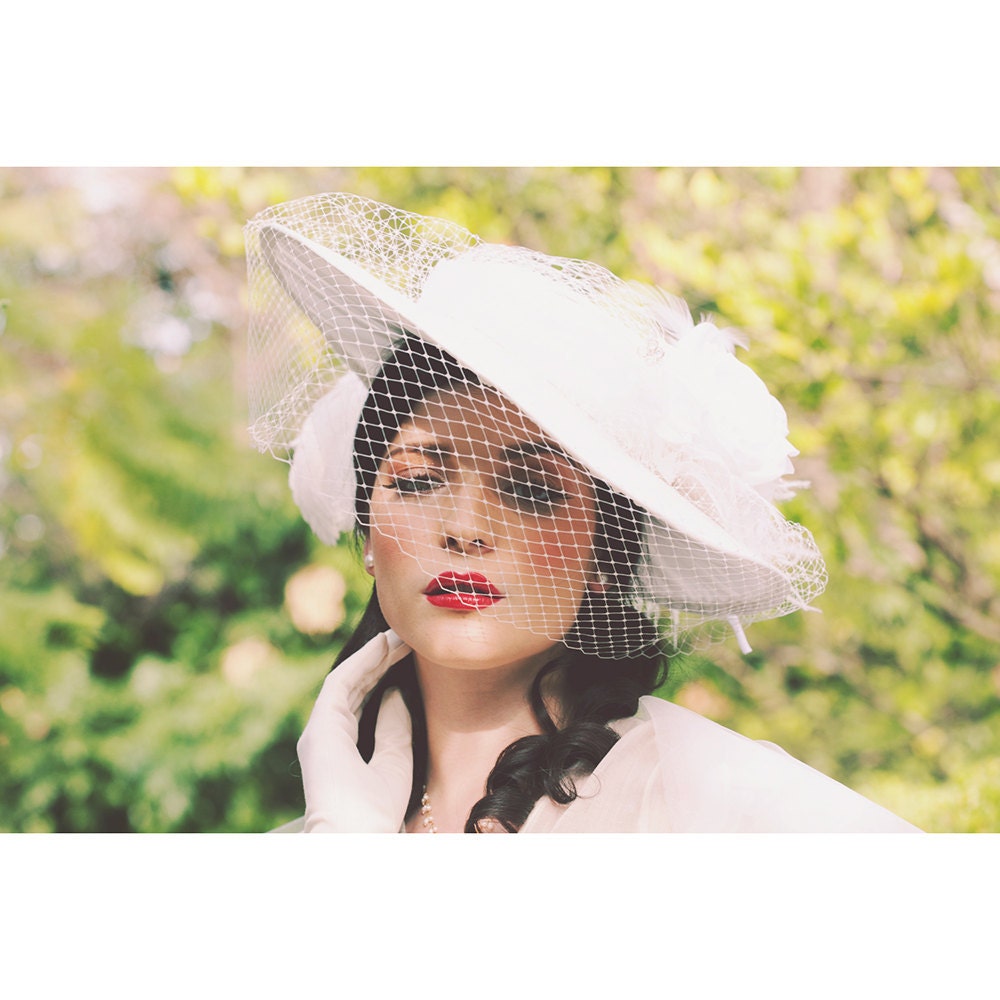 Vintage Inspired Large Brim Silk Period Bridal Hat