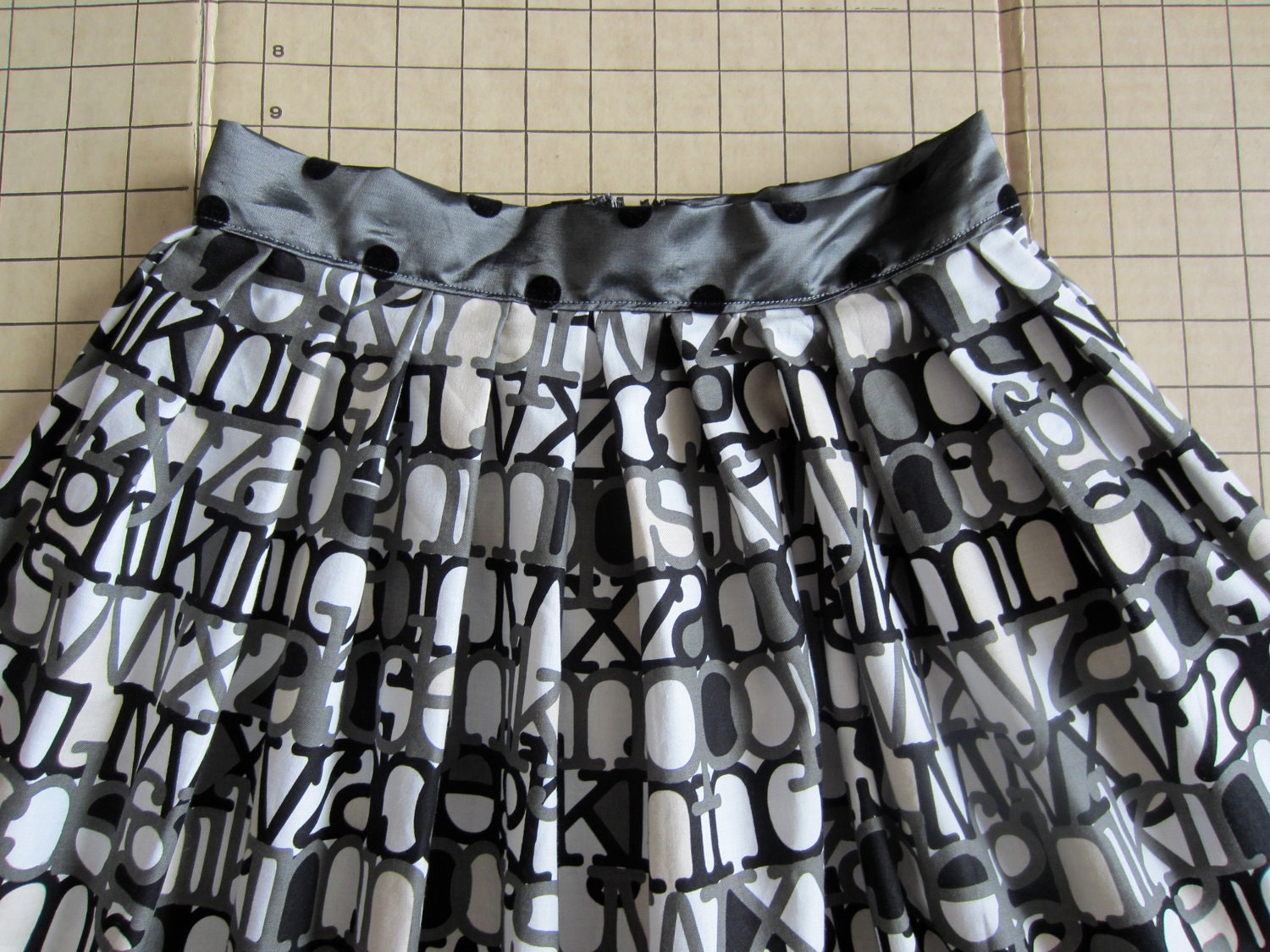 Urban Grit Newsprint Newspaper XSmall Full A-Line Skirt Michael Miller
