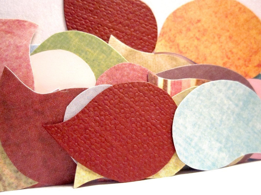 200 Paper Bird Shape Cut Outs -  Assorted Cardstock