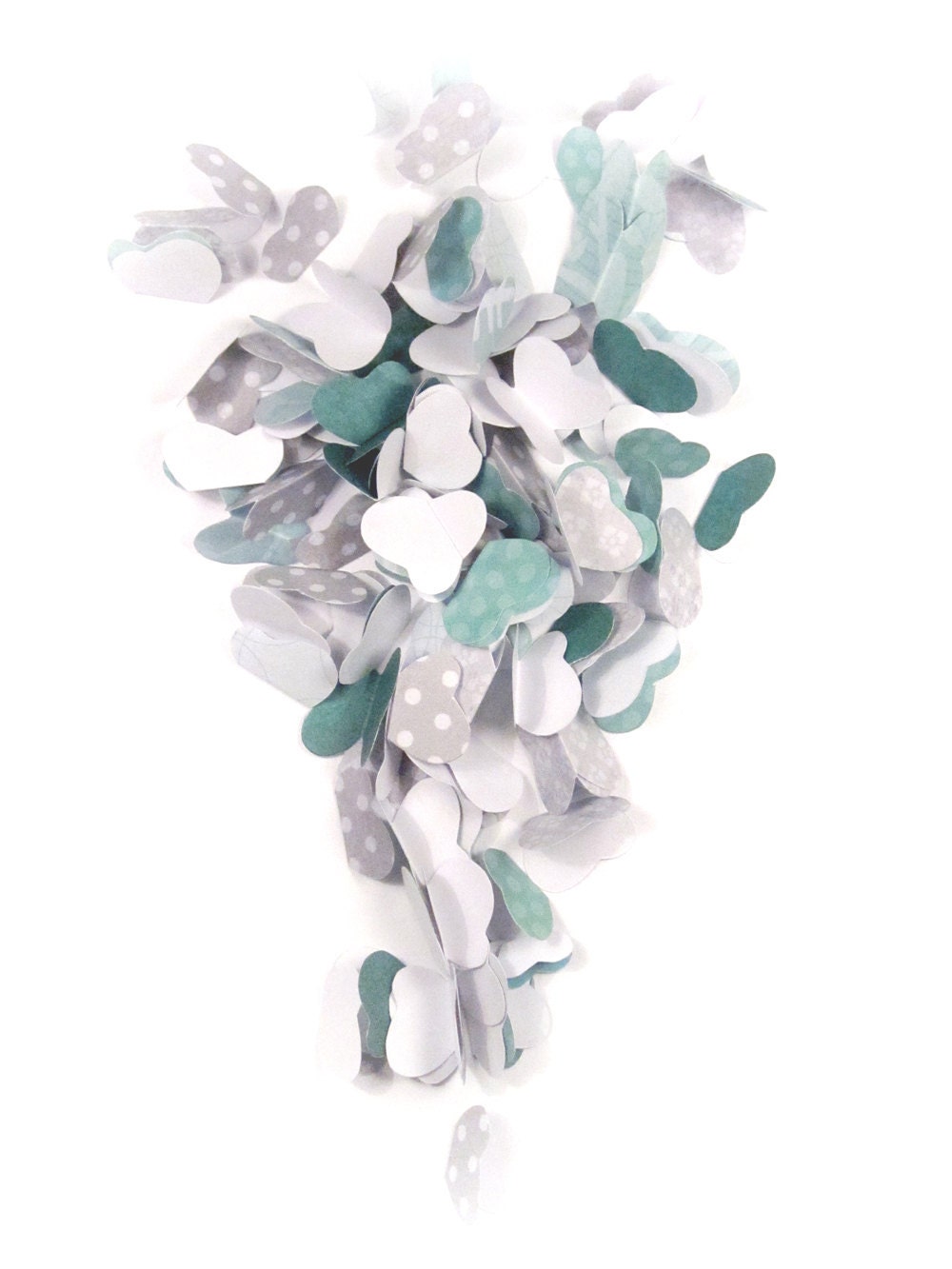 200 Paper Butterfly Cut Outs - Turquoise, Teal, Grey, White in Scrapbooking Paper