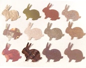 100 Paper Bunny Rabbit Shape Cut Outs -  Brown, Beige, Gold Colors