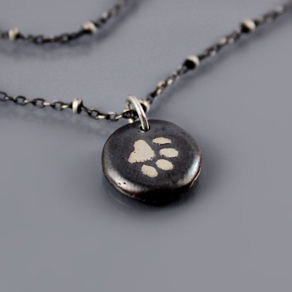 Small Chunky Paw Print Necklace
